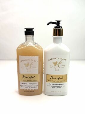 Bath & Body Works Peaceful Aromatherapy Body Lotion Foam Bath Gel Bundle